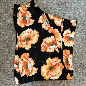 Floral Black and Orange Dress Pants